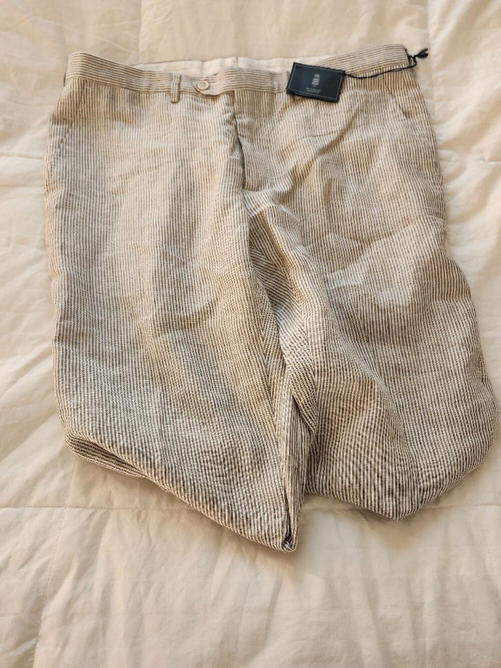 Kent & Curwen white and brown striped pants waist 38 inseam 36